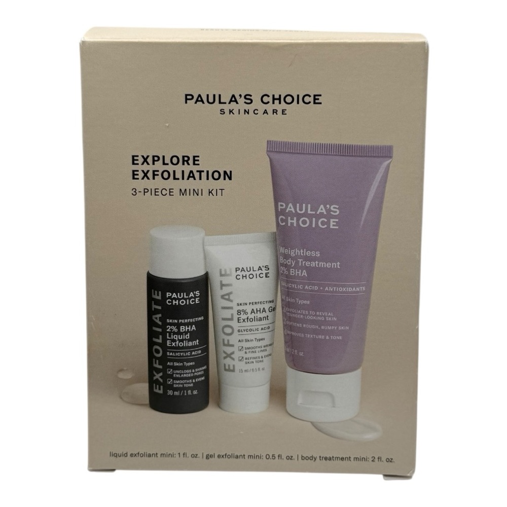 Paula’s Choice Explore Exfoliation 3-Piece Mini Kit – BHA & AHA Set NEW